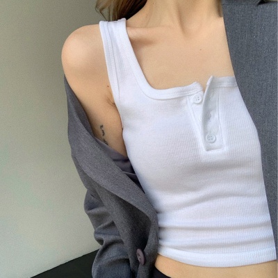 2025年粉色吊带背心女内搭外穿美背夏季甜辣风短款上衣 一件代发