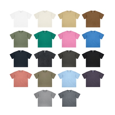 BE男装2025春夏260G纯棉水洗t恤复古潮牌青少年宽松t恤欧美跨境男