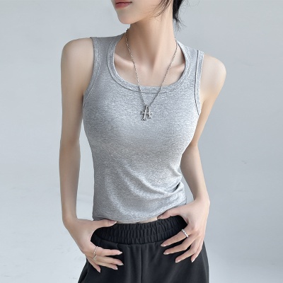 工字吊带背心女夏季2025新款带胸垫美背文胸一体外穿打底无袖上衣