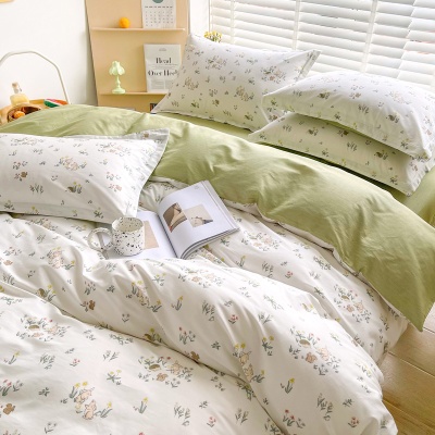 小清新全棉四件套宿舍纯棉三件套碎花棉被套床单床上用品批发团购