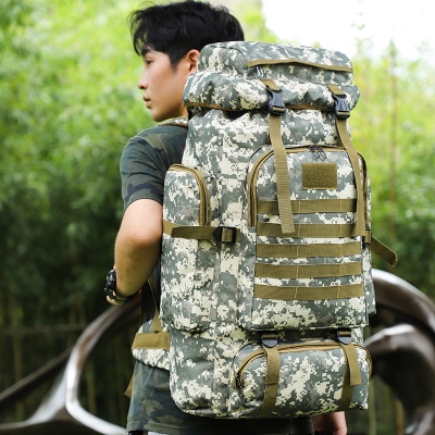 外贸80L大容量防水休闲战术背包 男女户外运动登山包 旅行双肩包