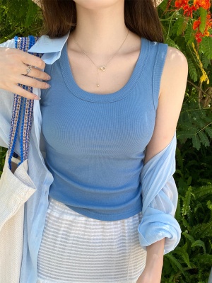 吊带背心女外穿2024夏新款宽肩带百搭套头内搭打底无袖上衣