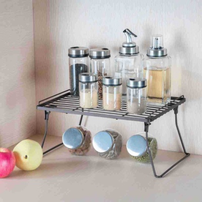 可叠加厨房收纳架卫生间储物架橱柜分层置物架办公室折叠整理架