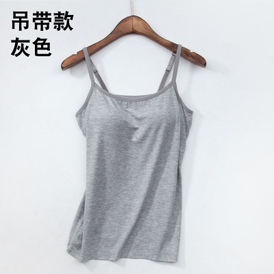 2025夏季新款莫代尔带胸垫免穿文胸背心小吊带女打底bra上衣瑜伽