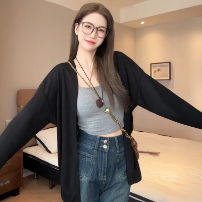 长袖女针织衫春季时尚防晒夏季韩版宽松空调罩衫薄款气质女装开衫