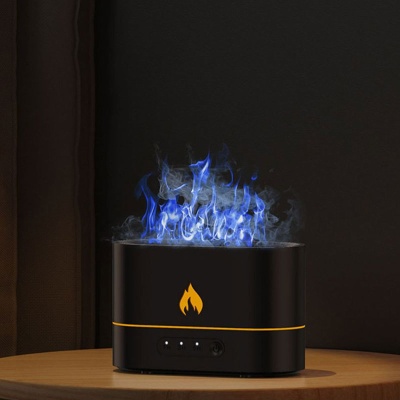 新款火焰香薰机usb充电自动喷香机精油香氛机家用吐圈水母加湿器