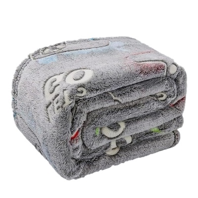 跨境一件代发儿童游戏机手柄夜光毯子法兰绒毯卡通空调被灰色毛毯