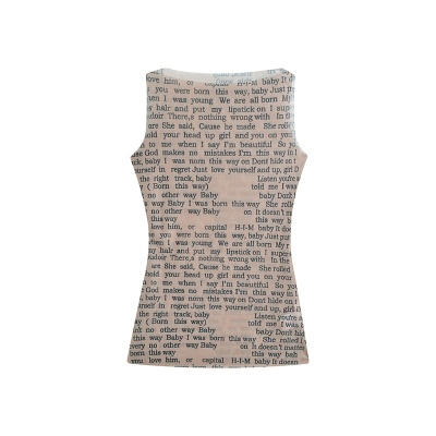 夏季新款字母印花无袖修身内搭上衣辣妹复古女背心设计感外穿