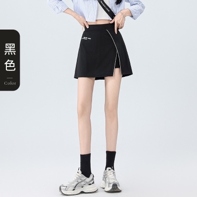 高腰运动女士短款A字短裙防走光开叉修身假两件半身裙五分裤夏