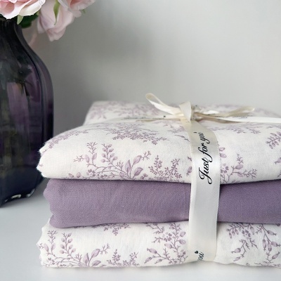 A类全棉有氧双层纱床上四件套纯棉被套床单三件套ins床上用品套件